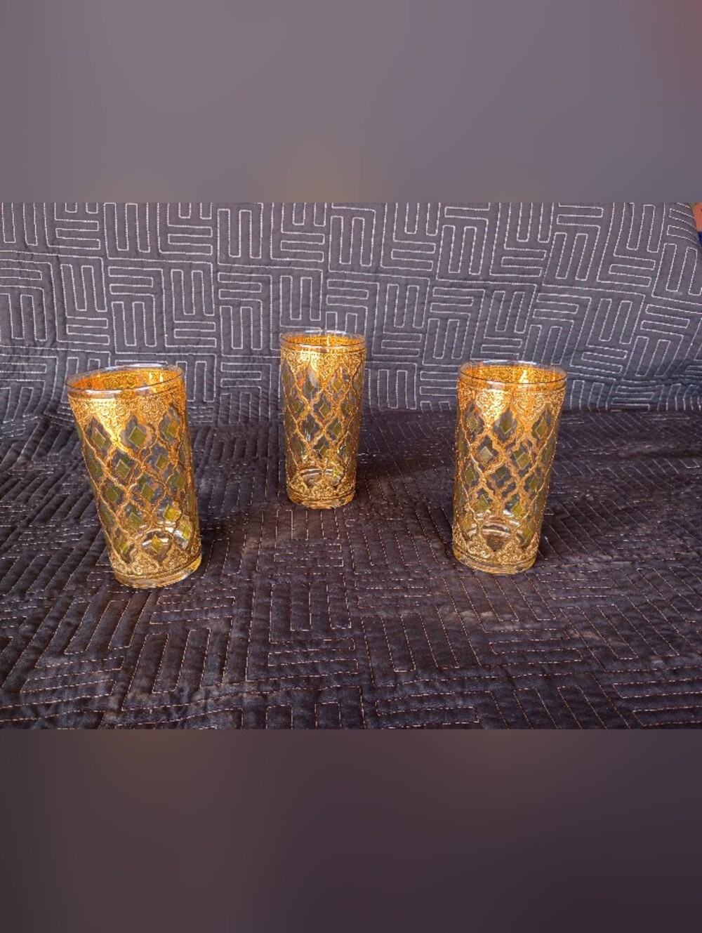 Vintage Culver "Valencia" highball glasses 22-karat gold